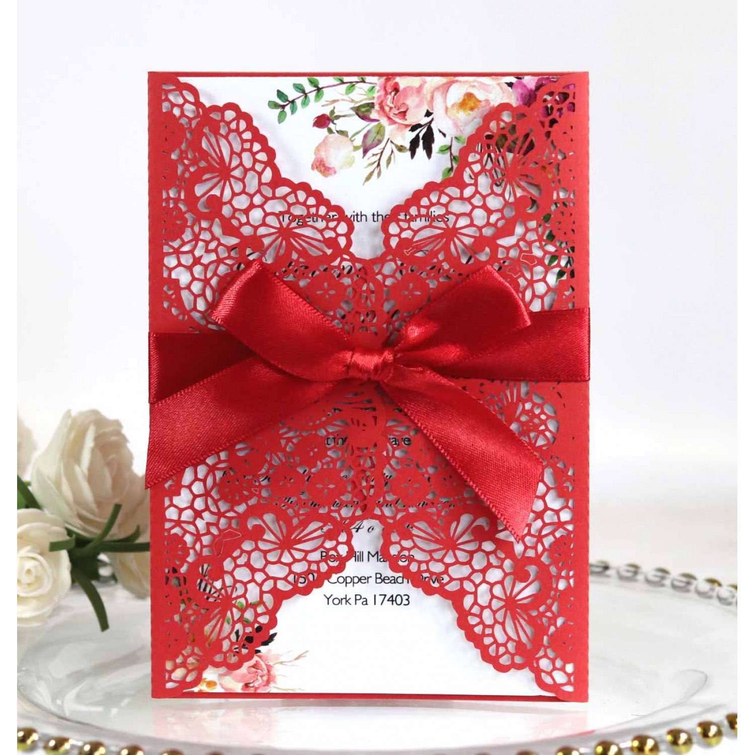 Thanksgiving Day Invitation Card Lace Marriage Invitation Laser Cut Wedding Card